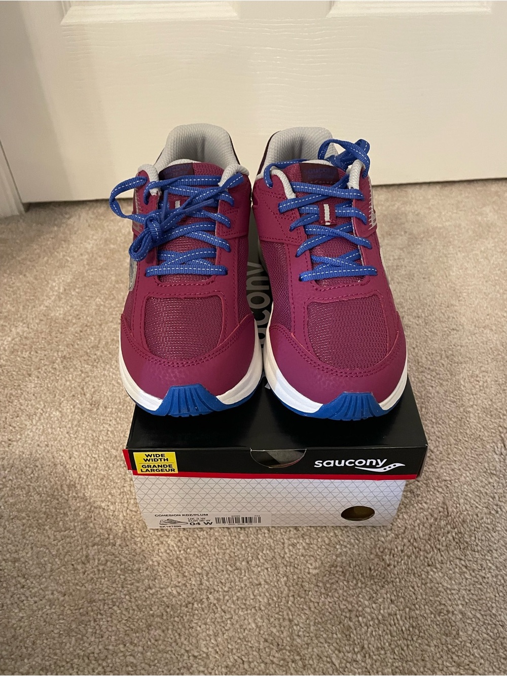 Saucony Cohesion KDZ Plum Kids Sneakers Size 4 Wide NIB